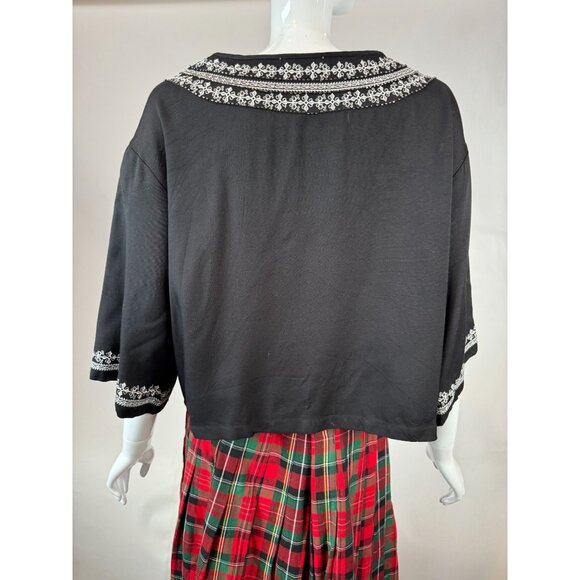 Sugar + Lips Black Embroidered Boho Top With Tassel Detail Large Rayon - Picture 14 of 16